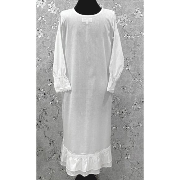 SoieRose SR-1214 Victorian Cotton Nightgown – Smocked Bodice & Ruffle Hem Elegan - Picture 8 of 9